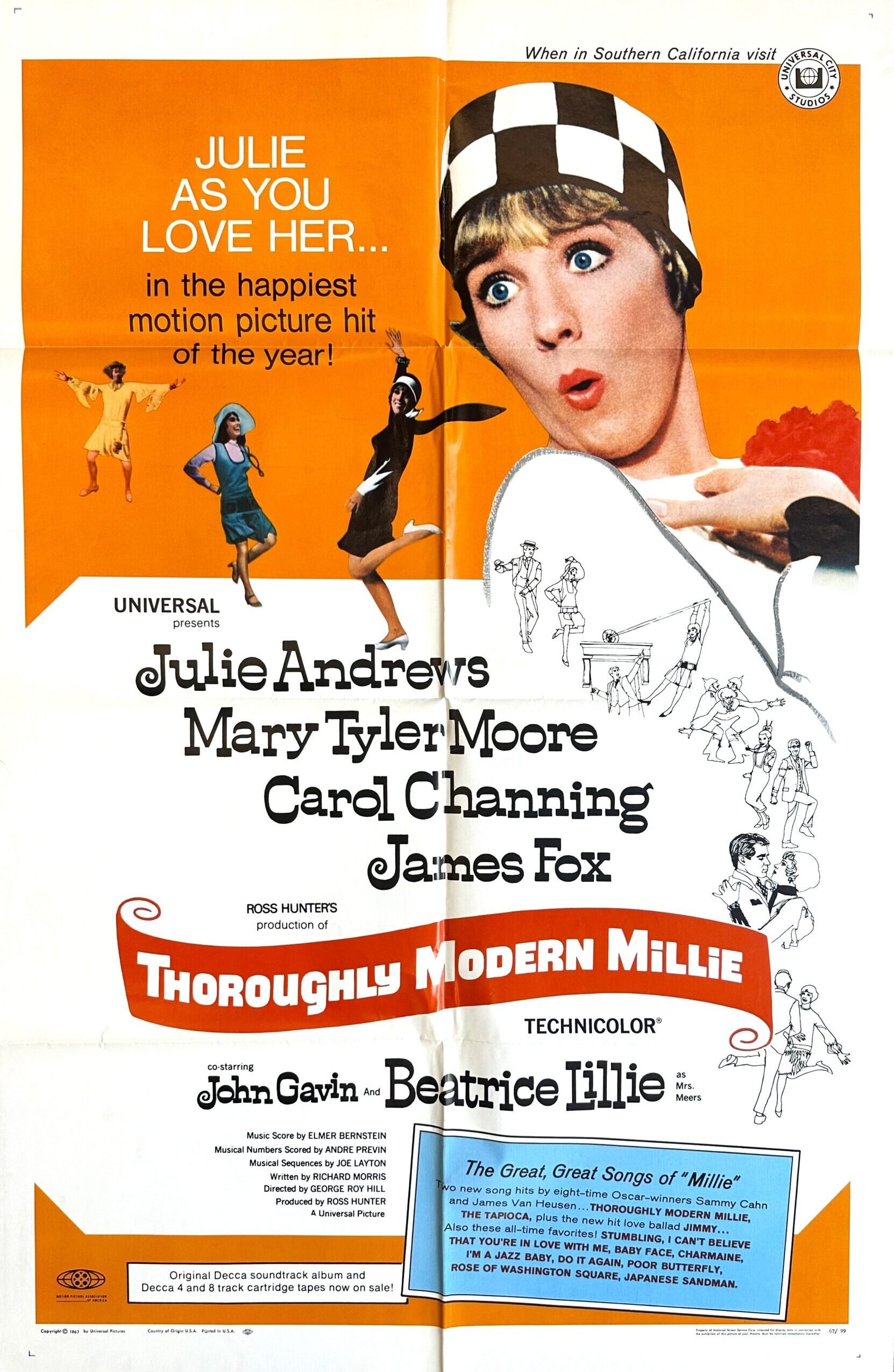Original vintage cinema movie poster for Thoroughly Modern Millie, starring Julie Andrews