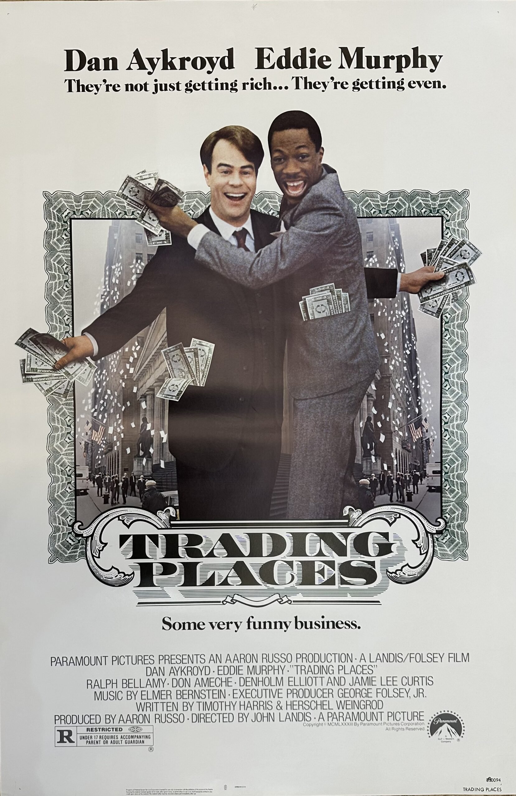 Original cinema movie poster for San Aykroyd and Eddie Murphy in Trading Places