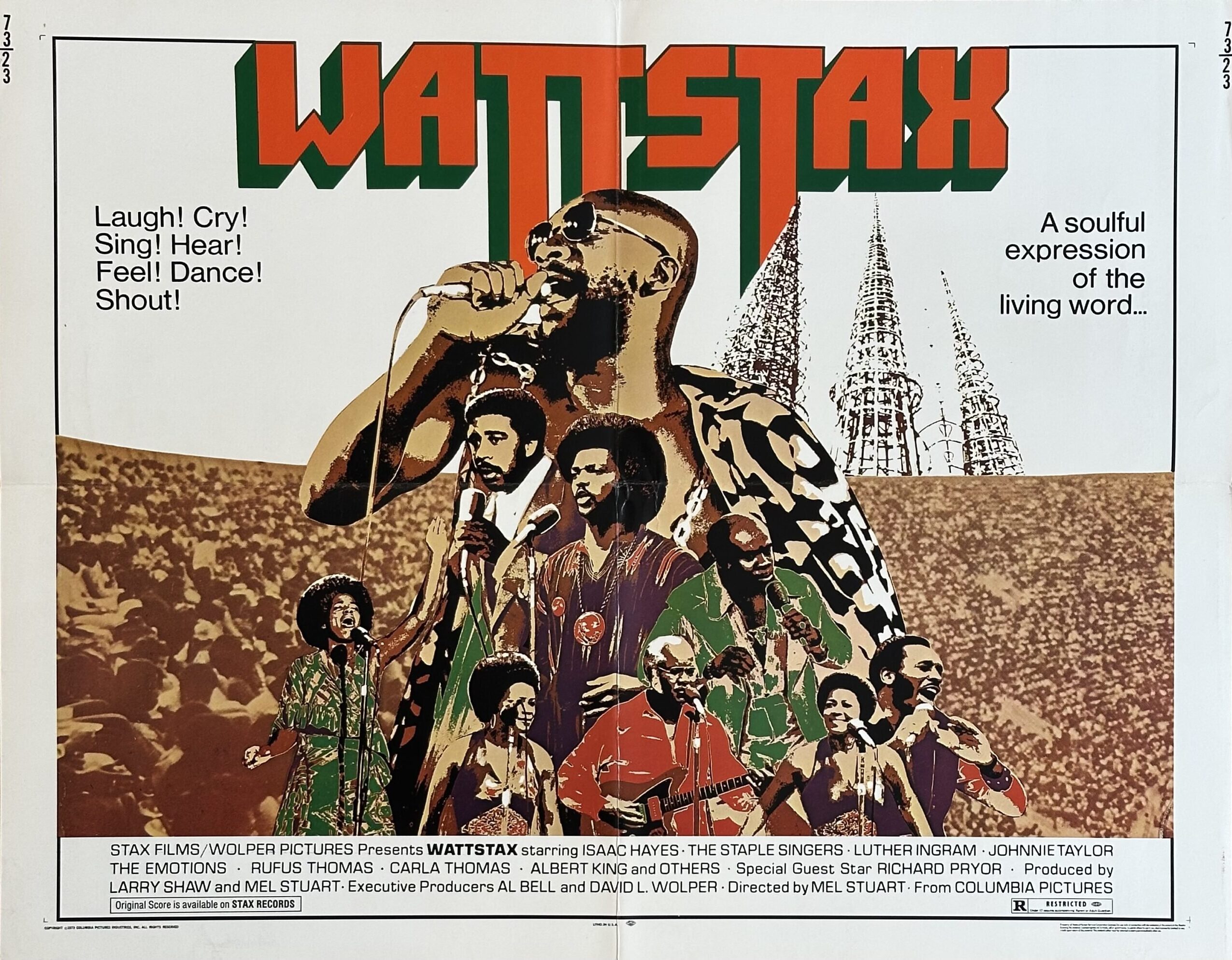Original vintage cinema movie poster for Stax festival documentary, Wattstax, with Isaac Hayes