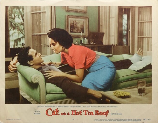 Vintage original US cinema lobby card poster for Paul Newman in Cat On A Hot Tin Roof
