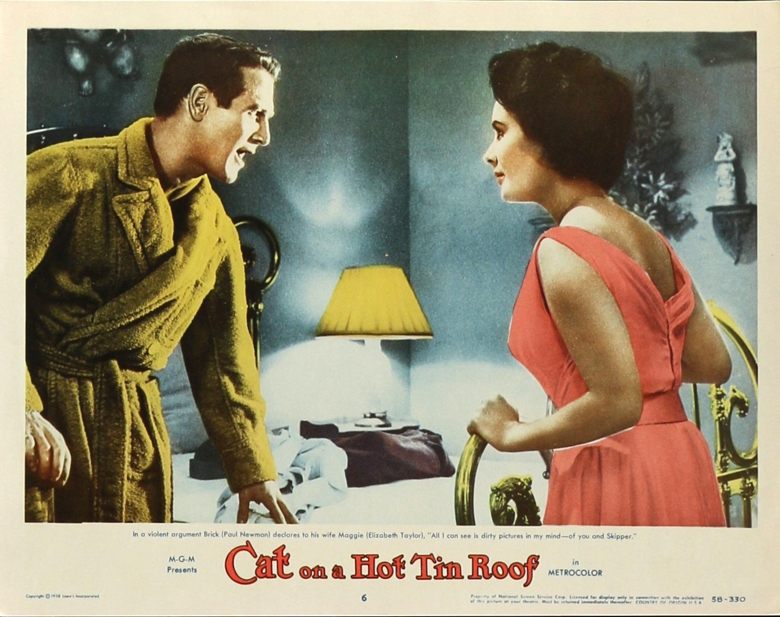 Vintage original US cinema lobby card poster for Paul Newman in Cat On A Hot Tin Roof