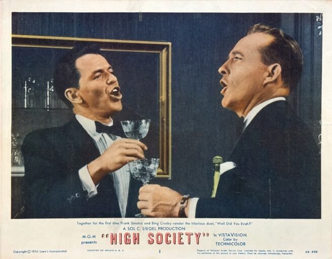 Original vintage cinema lobby card movie poster for High Society, starring Grace Kelly, Frank Sinatra and Bing Crosby