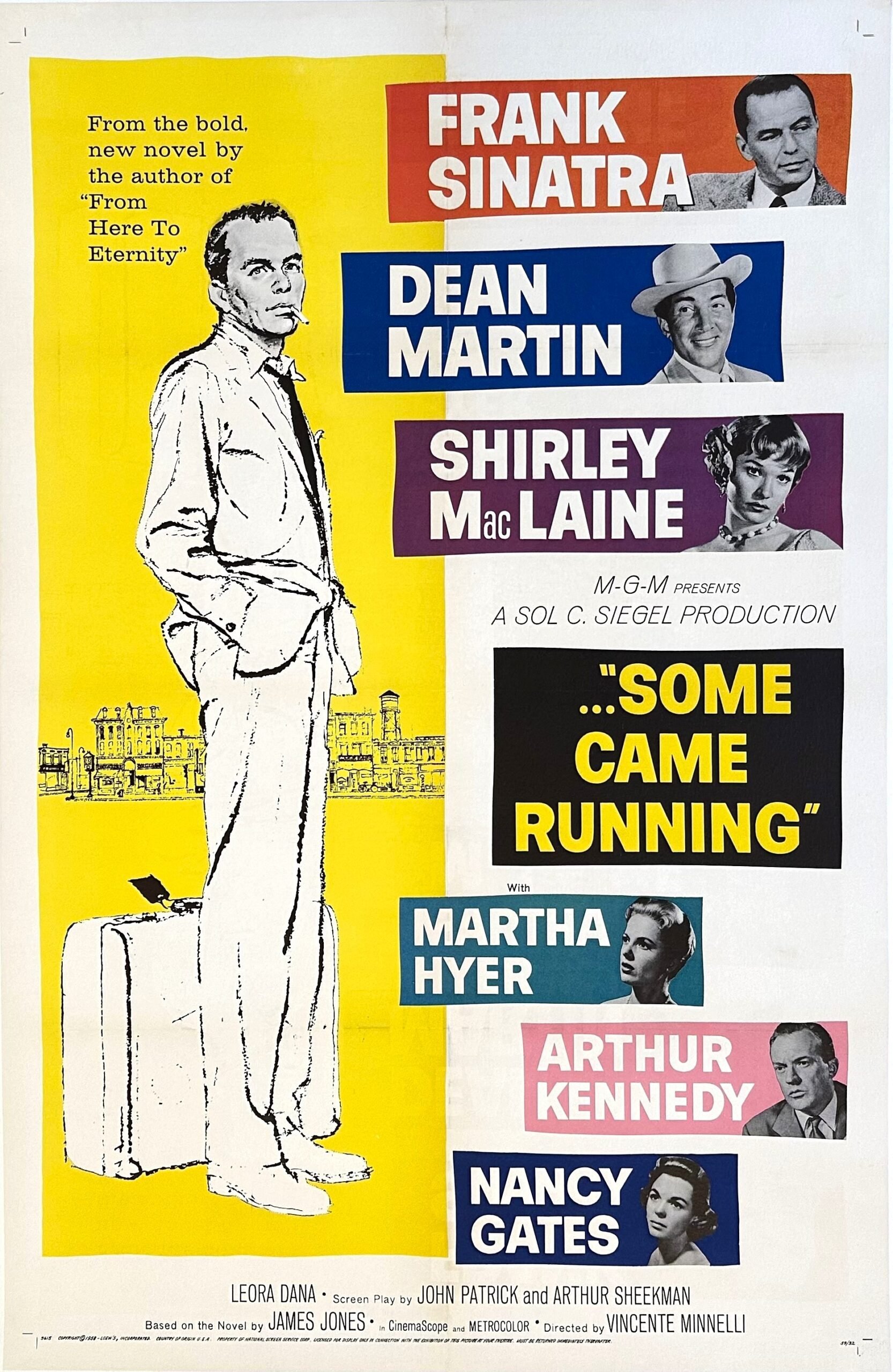 Original vintage cinema movie poster for Some Came running, starring Dean Martin and Frank Sinatra