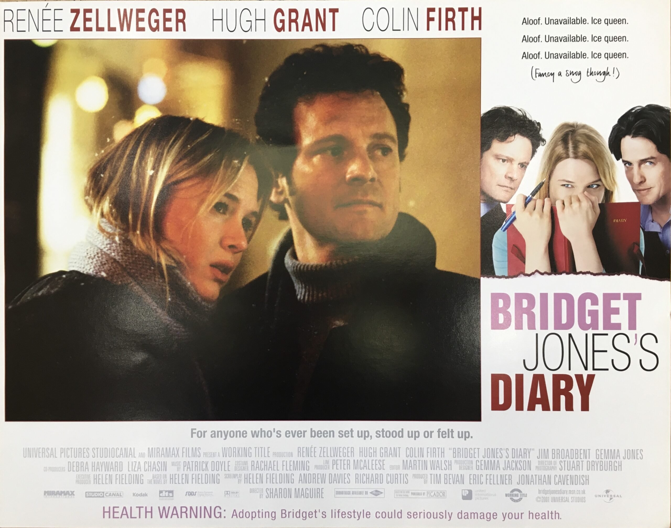 Original vintage cinema lobby card movie poster for the comedy, Bridget Jones's Diary