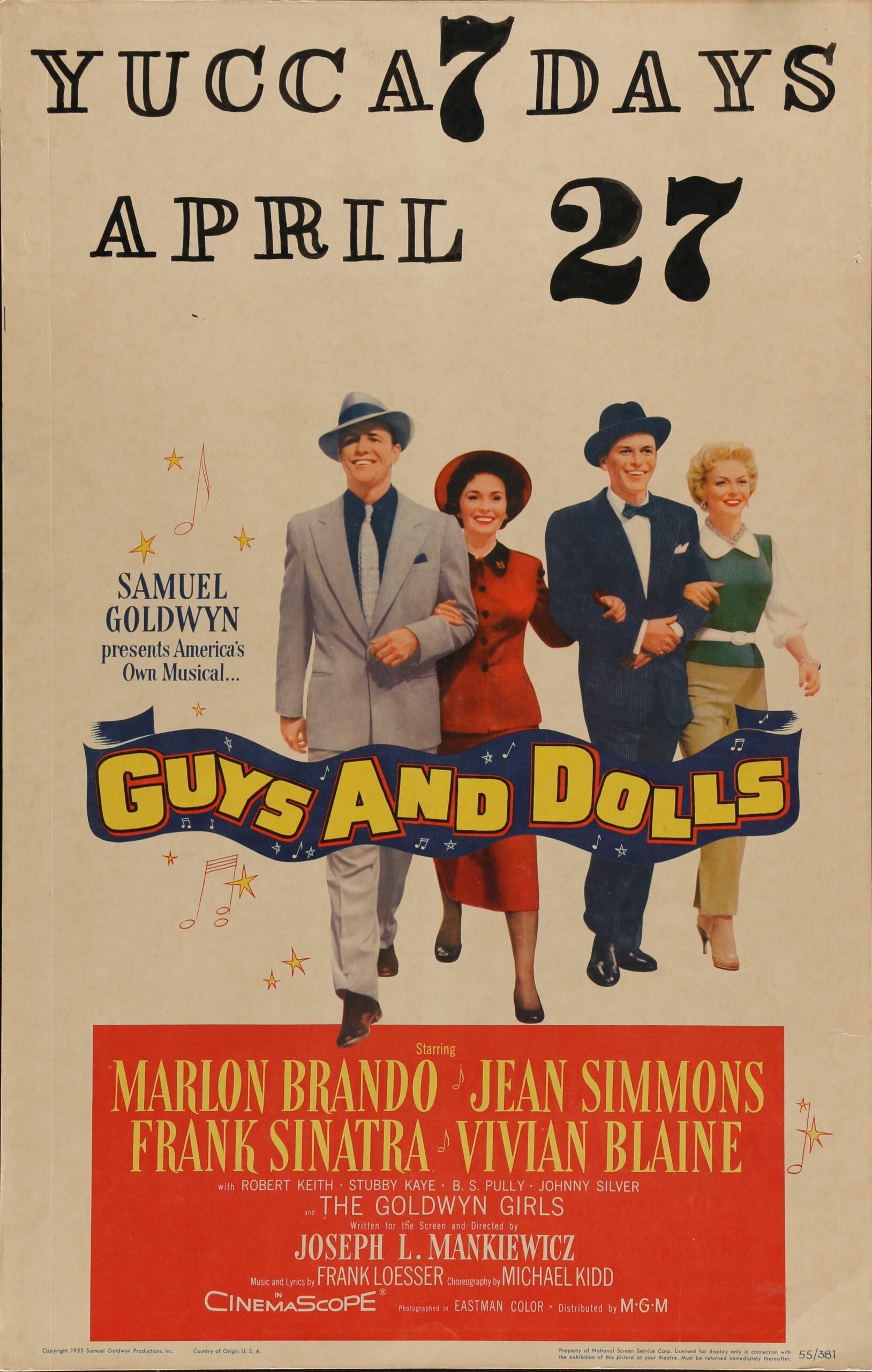 Original vintage cinema movie poster for the musical Guys and Dolls