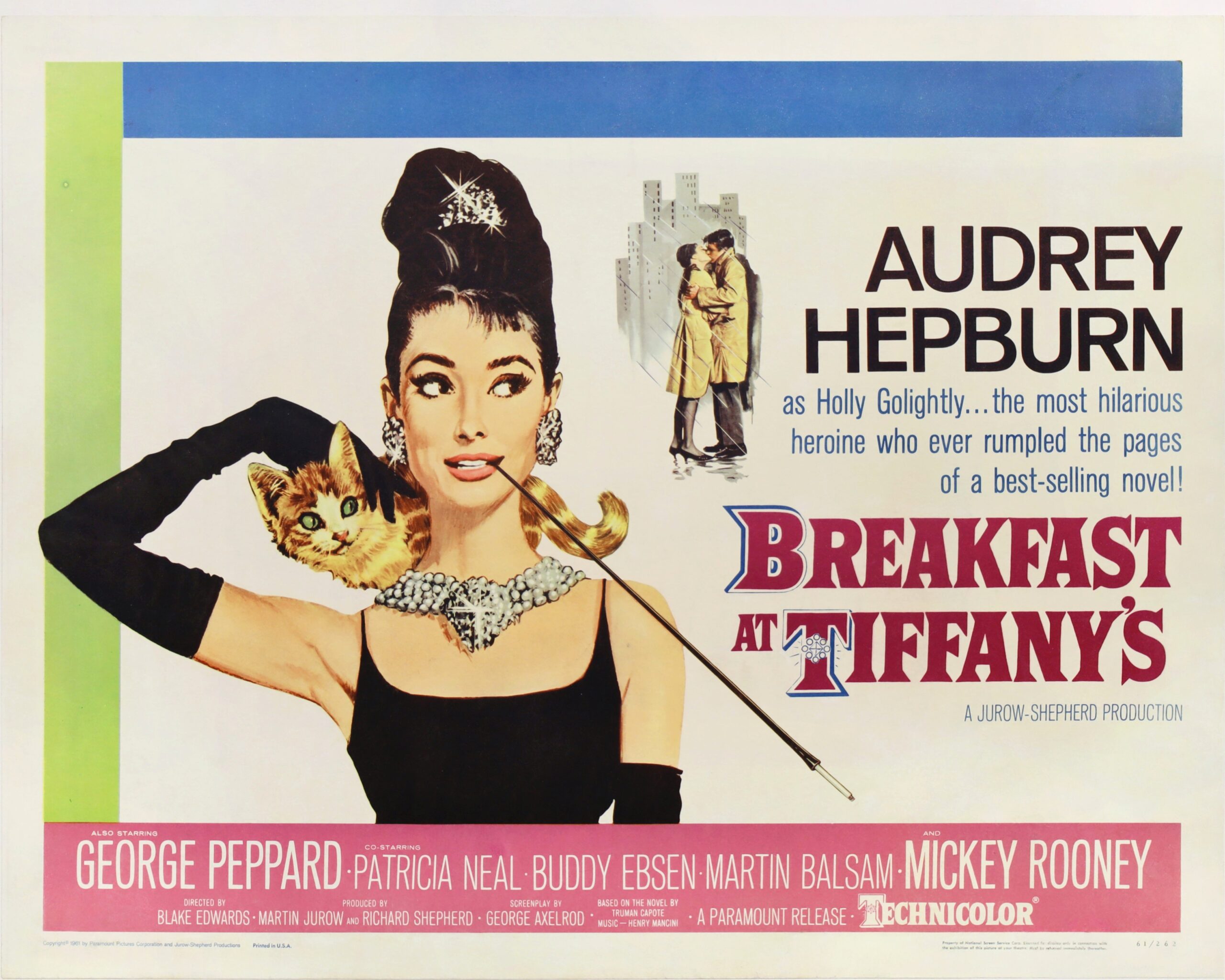 Original vintage cinema movie poster for Audrey Hepburn in Breakfast at Tiffany's
