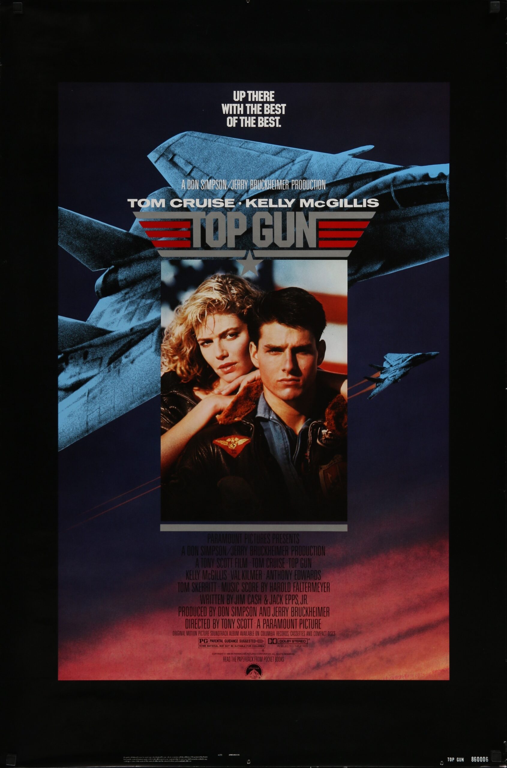 Original vintage cinema movie poster for Top Gun starring Tom Cruise