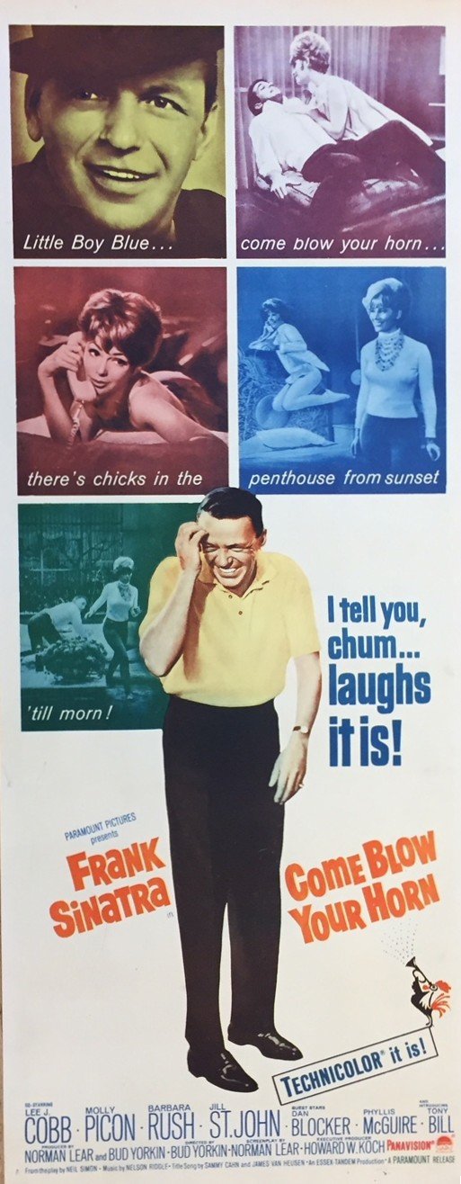 Original vintage US cinema movie poster for Frank Sinatra film, Come Blow Your Horn.