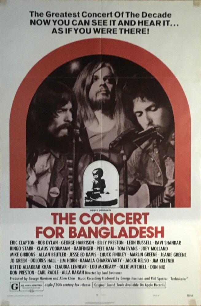Original vintage US cinema movie poster for George Harrison's The Concert for Bangladesh.