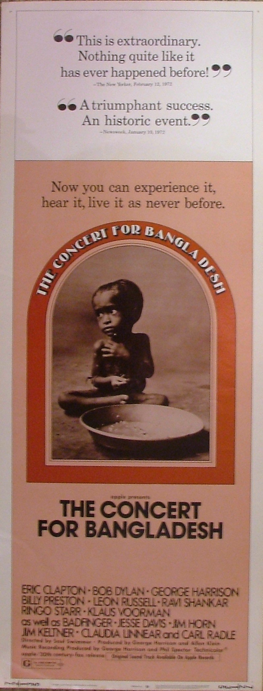 Original vintage US cinema poster for The Concert for Bangladesh.
