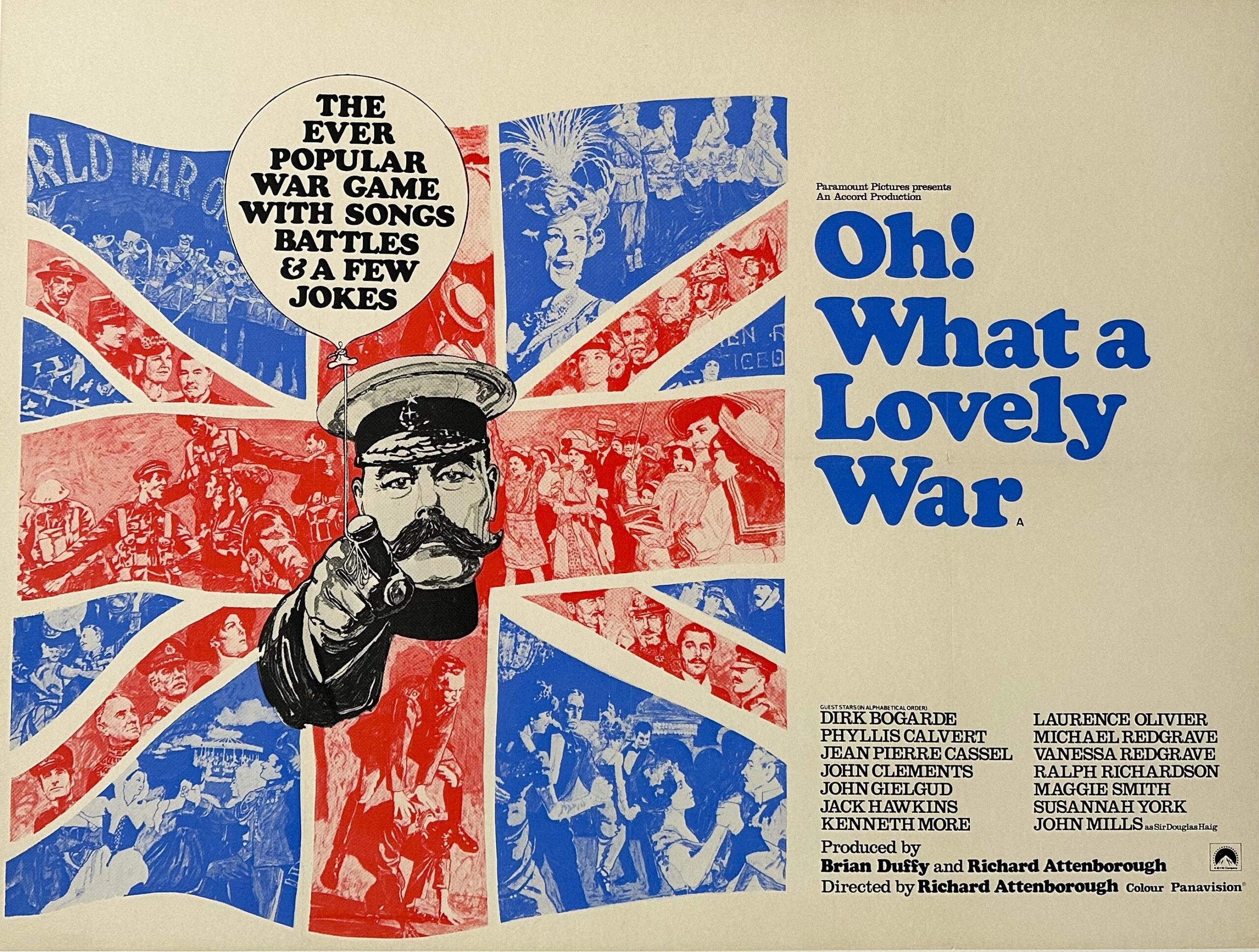 Vintage original UK cinema Quad movie poster for 1969 Comedy Satire, Oh! What A Lovely War.