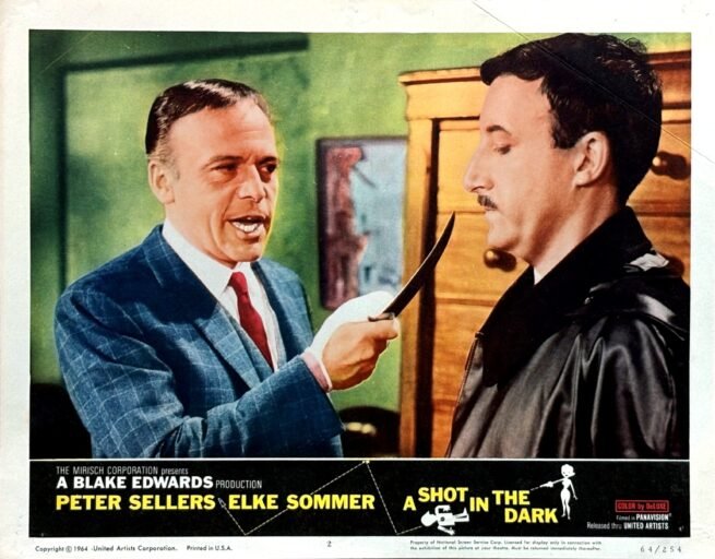 Original vintage US cinema lobby card poster for Peter Sellers comedy, A Shot in the Dark.