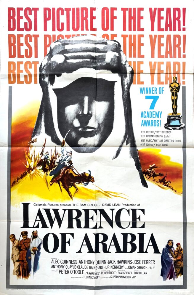 Original vintage cinema movie poster for Lawrence of Arabia
