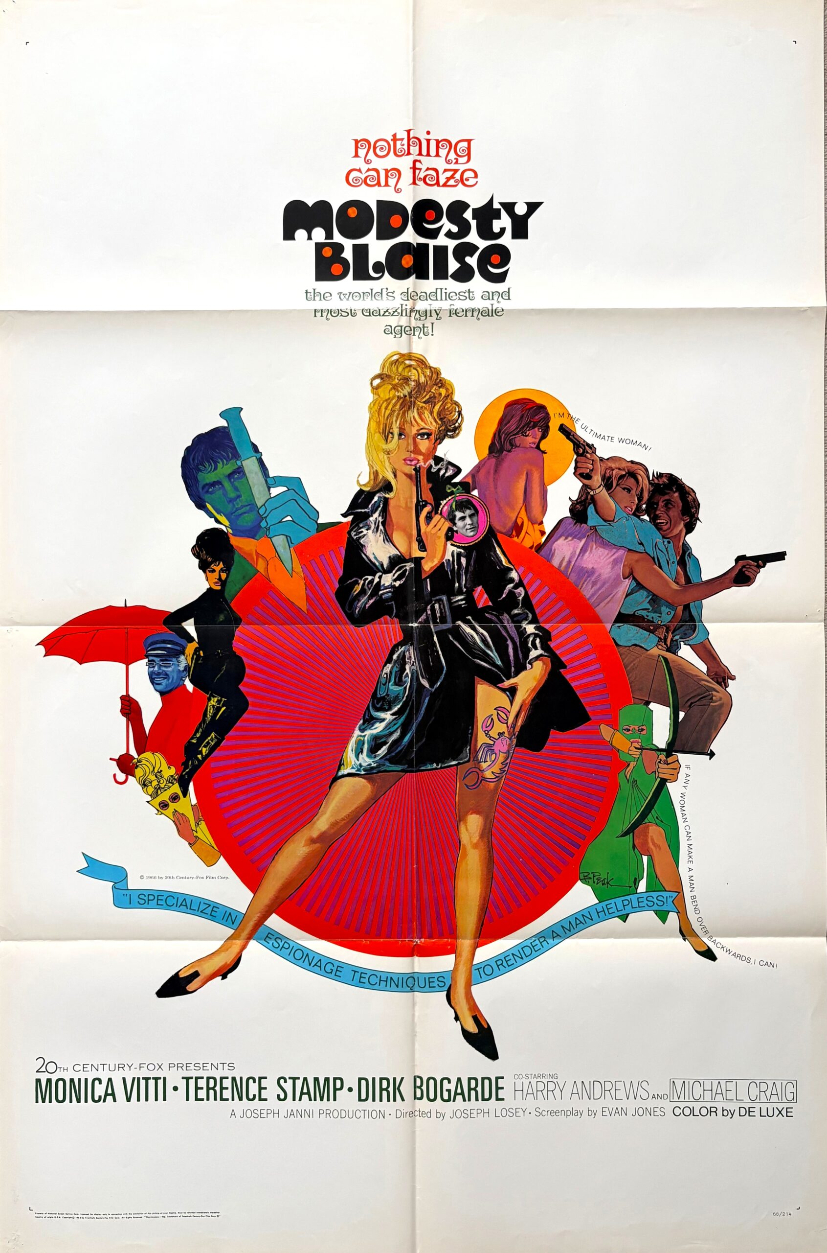 Original vintage cinema movie poster for spy spoof Modesty Blaise