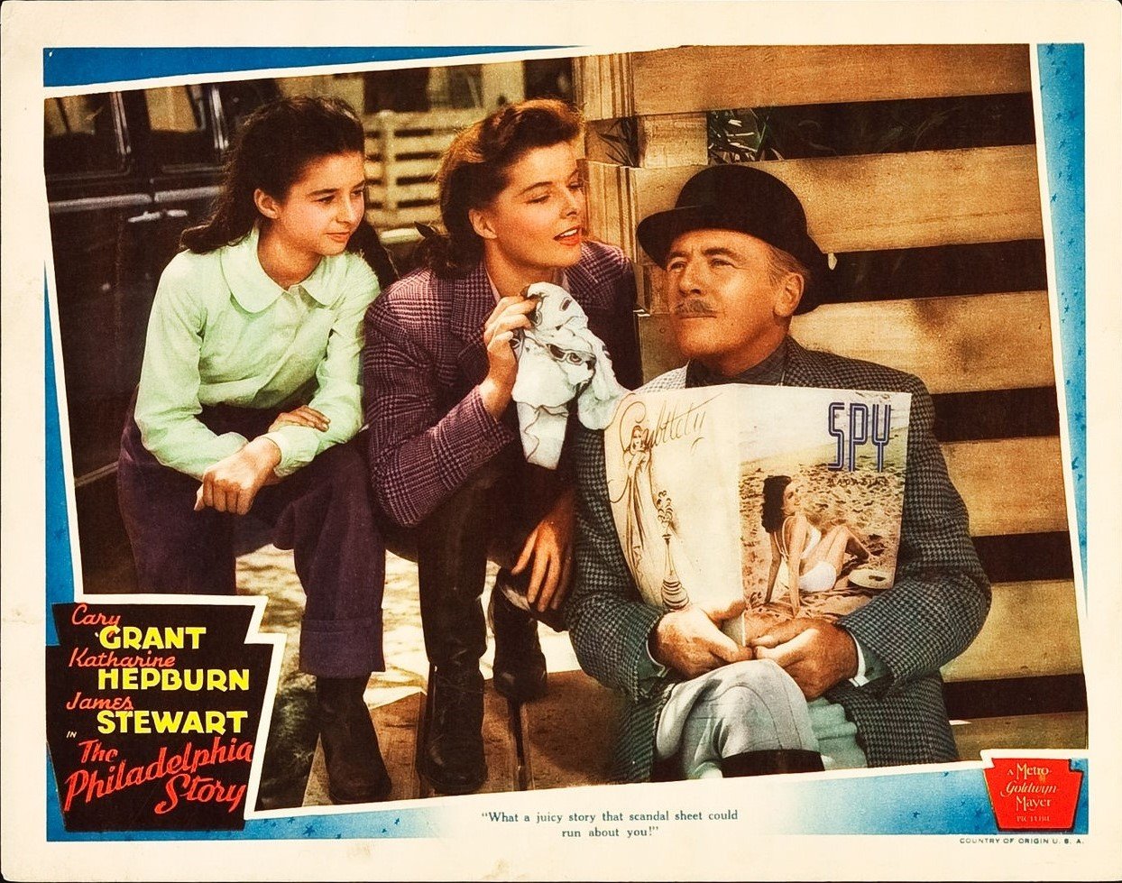 Original vintage US lobby card poster for The Philadelphia Story starring Katharine Hepburn, Cary Grant and James Stewart